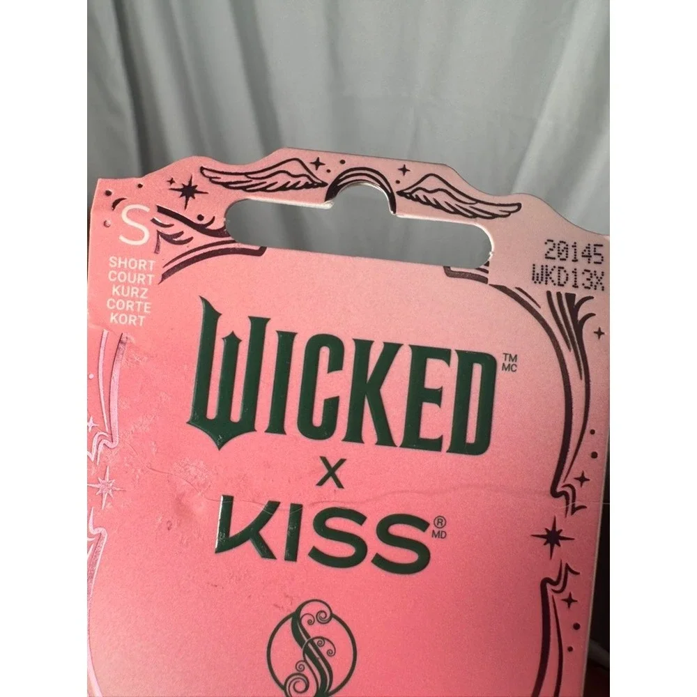 Wicked Kiss Limited Edition‎ Pink Glitter Short Court Press On Nails 28 Count